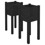 vidaXL Jardinières d'extérieur 2 Pièces Noir 31x31x70 cm Bois de pin