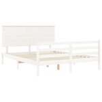 vidaXL Cadre de lit avec tête de lit blanc King Size bois massif