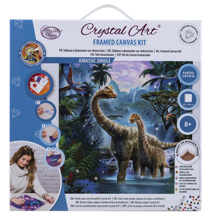 CRYSTAL ART Kit tableau broderie diamant 30x30cm Dinosaures