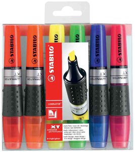 Pochette de 6 surligneurs luminator niveau visible pte biseautée x 5 stabilo