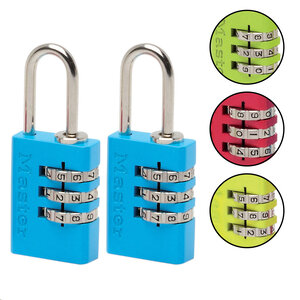 Lot de 2 Cadenas à Combinaison Programmable en Aluminium Couleur Aléatoire 2 x 5 5 x 0 9 cm