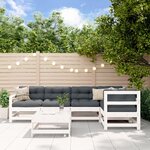 vidaXL Salon de jardin 6 Pièces avec coussins blanc bois massif