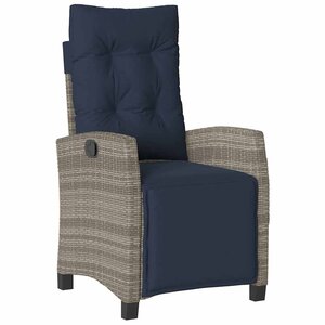 vidaXL Chaise inclinable de jardin et repose-pied gris résine tressée