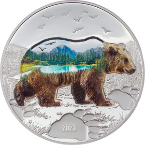 Pièce de monnaie en Argent 1000 Togrog g 62.2 (2 oz) Millésime 2021 Into The Wild BEAR