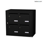 Bloc collectif Leabox 2x2 grade 3 simple face intérieur mural noir 9005 finition brillante