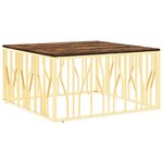 vidaXL Table basse doré acier inoxydable et bois massif récupération
