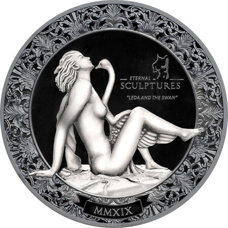 Pièce de monnaie en Argent 10 Dollars g 62.2 (2 oz) Millésime 2019 Eternal Sculptures LEDA AND SWAN