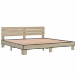 vidaXL Cadre de lit chêne sonoma 200x200 cm bois d'ingénierie et métal