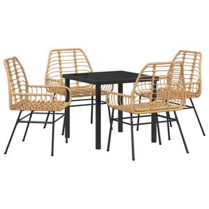 vidaXL Ensemble de jardin 5 pièces marron en poly rotin
