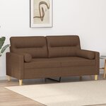 vidaXL Canapé 2 places avec oreillers décoratifs marron 140 cm tissu