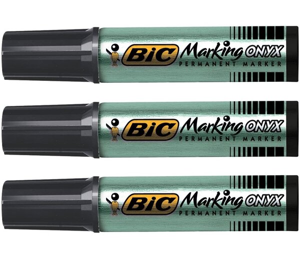 Lot de 3 marqueurs permanent MARKING ONYX 1482 Pointe Ogive Trait 1,5 mm noir - BIC