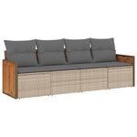 vidaXL Salon de jardin avec coussins 4 Pièces beige résine tressée