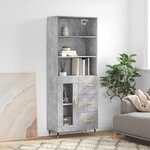 vidaXL Buffet haut Gris béton 69 5x34x180 cm Bois d'ingénierie