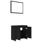 vidaXL Ensemble de meubles de salle de bain 3 Pièces Noir Aggloméré