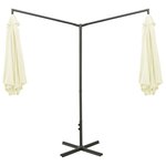 vidaXL Parasol de jardin double avec mât en acier sable 600 cm