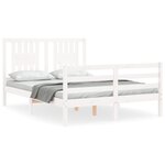 vidaXL Cadre de lit avec tête de lit blanc 140x190 cm bois massif