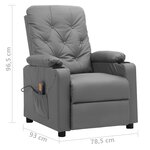 vidaXL Fauteuil de massage Gris Similicuir