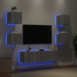 vidaXL Unités murales TV avec LED 6 Pièces gris sonoma bois d'ingénierie