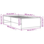 vidaXL Cadre de lit chêne marron 90x200 cm bois d'ingénierie et métal