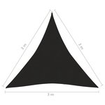 vidaXL Voile d'ombrage 160 g/m² Noir 3x3x3 m PEHD