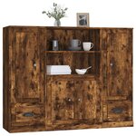 vidaXL Buffets 3 Pièces chêne fumé bois d'ingénierie