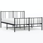 vidaXL Cadre de lit métal avec tête de lit/pied de lit noir 120x190 cm