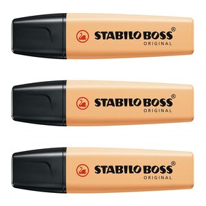 Surligneur BOSS ORIGINAL Pastel pointe Biseautée 2 - 5 mm Sorbet Abricot x 3 STABILO