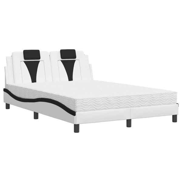 vidaXL Lit avec matelas blanc et noir 120x200 cm similicuir