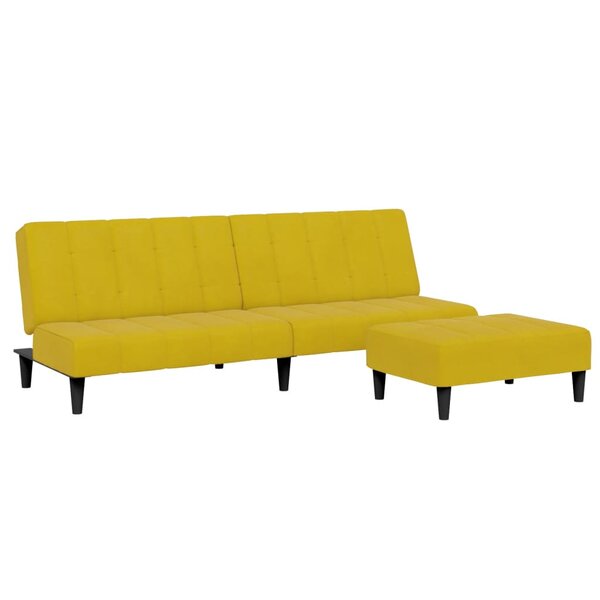 vidaXL Canapé-lit à 2 places avec repose-pied jaune velours
