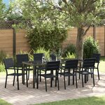 vidaXL Ensemble de salle à manger de jardin 9 pièces HDPE noir