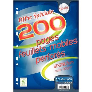 Paquet de 100 feuilles perforées seyès A4 90 g CALLIGRAPHE
