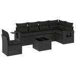 vidaXL Salon de jardin 7 Pièces avec coussins noir résine tressée