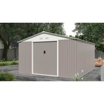 Abri de jardin en métal 12 99 m² - 340 x 382 x 210 cm - Kit d'ancrage inclus - Taupe