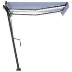 vidaXL Auvent manuel rétractable avec LED 350x250 cm Bleu et blanc
