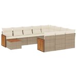vidaXL Salon de jardin 11 Pièces avec coussins beige résine tressée