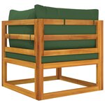 vidaXL Canapé d'angle sectionnel et coussins verts bois massif acacia