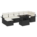 vidaXL Ensemble de Canapé de Jardin 8 Pièces avec Coussins Noir Poly Rattan