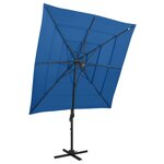 vidaXL Parasol de jardin à 4 niveaux avec mât en aluminium bleu azuré