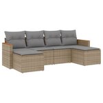 vidaXL Salon de jardin avec coussins 6 Pièces beige résine tressée