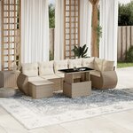vidaXL Salon de jardin avec coussins 8 Pièces beige résine tressée