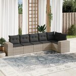 vidaXL Salon de jardin 6 Pièces avec coussins gris clair résine tressée