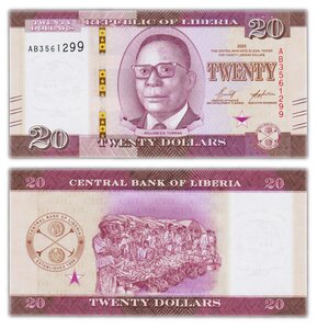 Billet de collection 20 dollars 2022 liberia - neuf - p39
