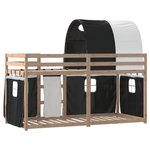 vidaXL Lit superposé avec rideaux blanc/noir 90x190 cm bois pin massif