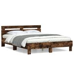 vidaXL Cadre de lit avec tête de lit chêne fumé 150x200 cm