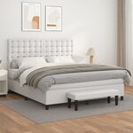 vidaXL Sommier à lattes de lit avec matelas Blanc 180x200cm Similicuir