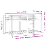 vidaXL Lit superposé avec rideaux rose 75x190 cm bois pin massif