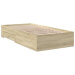 vidaXL Cadre de lit et tiroirs chêne sonoma 90x190cm bois d'ingénierie