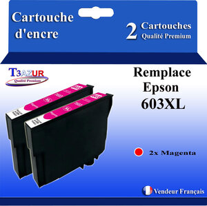 2x Cartouches Compatibles avec Epson 603 603XL Noire pour Epson WorkForce WF-2820DWF WF-2830DWF WF-2840DWF WF-2850DWF WF-2870DWF WF2835-DWF Magenta