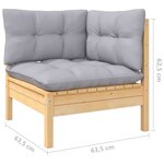 vidaXL Salon de jardin 8 Pièces avec coussins gris Bois de pin