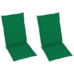 vidaXL Chaises de jardin lot de 2 et coussins vert Bois de teck massif